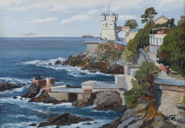 Saverio Seassaro : Passeggiata di nervi scogliere e ponente  - Asta Antiquariato e dipinti - Associazione Nazionale - Case d'Asta italiane