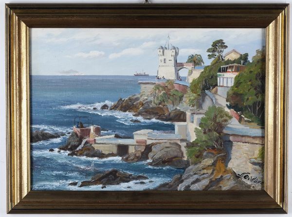 Saverio Seassaro : Passeggiata di nervi scogliere e ponente  - Asta Antiquariato e dipinti - Associazione Nazionale - Case d'Asta italiane