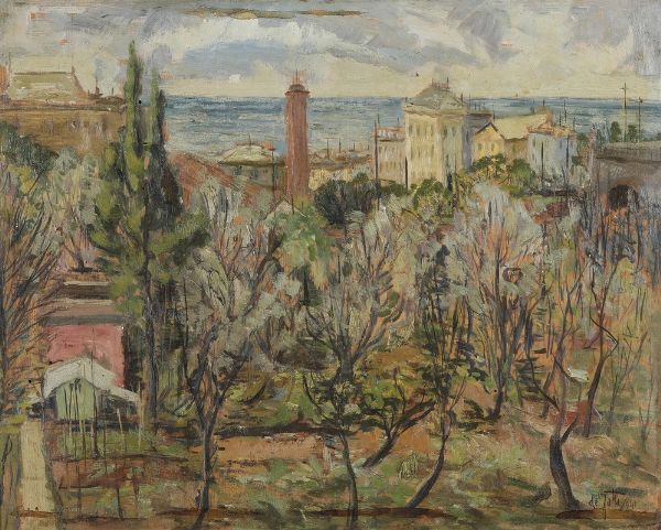 Luigi De Jatta : Paesaggio ligure  - Asta Antiquariato e dipinti - Associazione Nazionale - Case d'Asta italiane