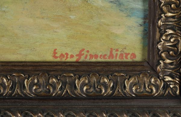 Enzo Finocchiaro : Veduta di Noli  - Asta Antiquariato e dipinti - Associazione Nazionale - Case d'Asta italiane