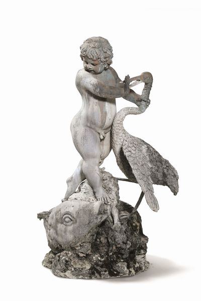 Fontana. Scultura in metallo patinato. Fonditore italiano del XX secolo  - Asta Antiquariato e dipinti - Associazione Nazionale - Case d'Asta italiane