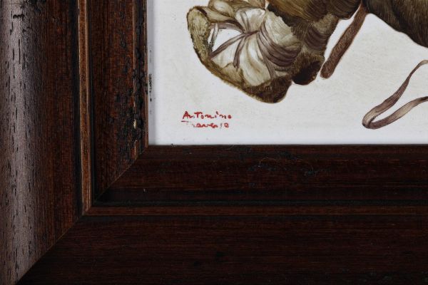 Antonino Traverso : Coppia di mattonelle con figure inerenti al mondo campagnolo  - Asta Antiquariato e dipinti - Associazione Nazionale - Case d'Asta italiane