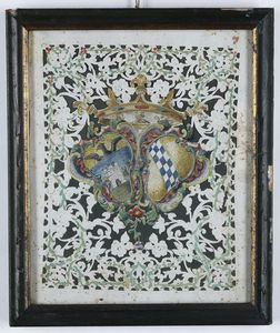 Stemma nobiliare. Acquerello su carta  - Asta Antiquariato e dipinti - Associazione Nazionale - Case d'Asta italiane