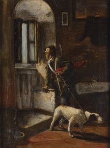 Angelo Silvio Galli : Cacciatore con cane  - Asta Antiquariato e dipinti - Associazione Nazionale - Case d'Asta italiane