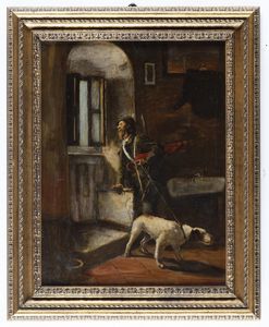 Angelo Silvio Galli : Cacciatore con cane  - Asta Antiquariato e dipinti - Associazione Nazionale - Case d'Asta italiane