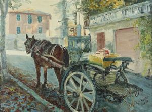 Giovanni Bottai - Calesse con cavallo, 1973