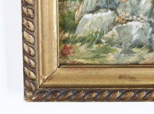 Angelo Costa : Veduta di borgo  - Asta Antiquariato e dipinti - Associazione Nazionale - Case d'Asta italiane