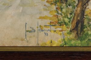 Pina Villanis, Paesaggio e Guido Hanset acquerello  - Asta Antiquariato e dipinti - Associazione Nazionale - Case d'Asta italiane
