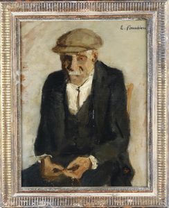 Enzo Finocchiaro : La preghiera del vecchio  - Asta Antiquariato e dipinti - Associazione Nazionale - Case d'Asta italiane