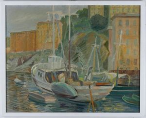 Francesco Dal Pozzo : Il peschereccio  - Asta Antiquariato e dipinti - Associazione Nazionale - Case d'Asta italiane