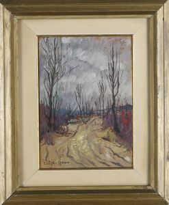 Ercole Salvatore Aprigliano : Sentiero con alberi  - Asta Antiquariato e dipinti - Associazione Nazionale - Case d'Asta italiane