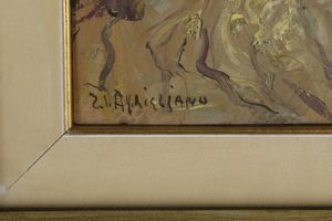 Ercole Salvatore Aprigliano : Sentiero con alberi  - Asta Antiquariato e dipinti - Associazione Nazionale - Case d'Asta italiane