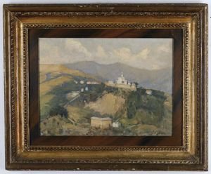 Pietro Dodero : Paesaggio collinare  - Asta Antiquariato e dipinti - Associazione Nazionale - Case d'Asta italiane
