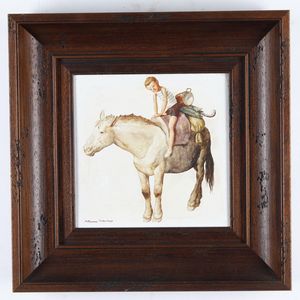 Antonino Traverso - Coppia di mattonelle con figure inerenti al mondo campagnolo