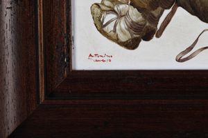 Antonino Traverso : Coppia di mattonelle con figure inerenti al mondo campagnolo  - Asta Antiquariato e dipinti - Associazione Nazionale - Case d'Asta italiane