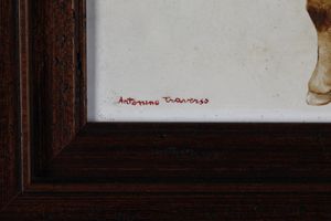 Antonino Traverso : Coppia di mattonelle con figure inerenti al mondo campagnolo  - Asta Antiquariato e dipinti - Associazione Nazionale - Case d'Asta italiane
