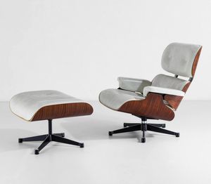 Charles & Ray Eames - Lounge chair mod. 670 con ottomana mod. 671<BR>