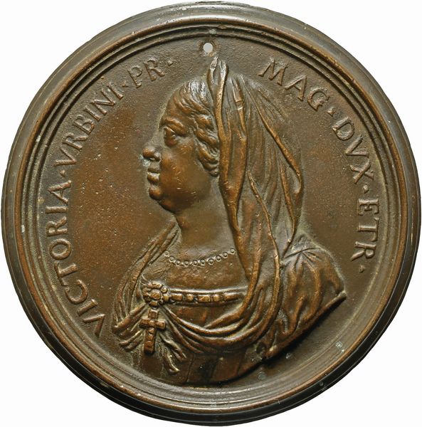 Antonio Selvi : VITTORIA DELLA ROVERE 1622 – 1694 (moglie di Ferdinando II)  - Asta Placchette e medaglie dal XIV al XIX secolo - Associazione Nazionale - Case d'Asta italiane