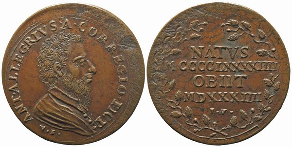 Giovanni Zanobi  Weber : Correggio  - Asta Placchette e medaglie dal XIV al XIX secolo - Associazione Nazionale - Case d'Asta italiane