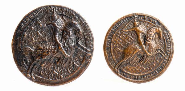 Copia di sigilli francesi in bronzo. Lotto di due  - Asta Placchette e medaglie dal XIV al XIX secolo - Associazione Nazionale - Case d'Asta italiane