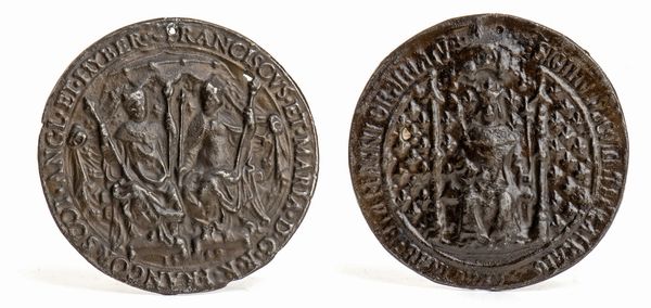 Copia di sigilli francesi in piombo. Lotto di due  - Asta Placchette e medaglie dal XIV al XIX secolo - Associazione Nazionale - Case d'Asta italiane