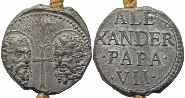 BOLLE PAPALI Alessandro VII (1599-1667)  - Asta Placchette e medaglie dal XIV al XIX secolo - Associazione Nazionale - Case d'Asta italiane