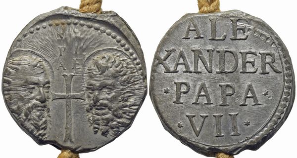 BOLLE PAPALI Alessandro VII (1599-1667)  - Asta Placchette e medaglie dal XIV al XIX secolo - Associazione Nazionale - Case d'Asta italiane