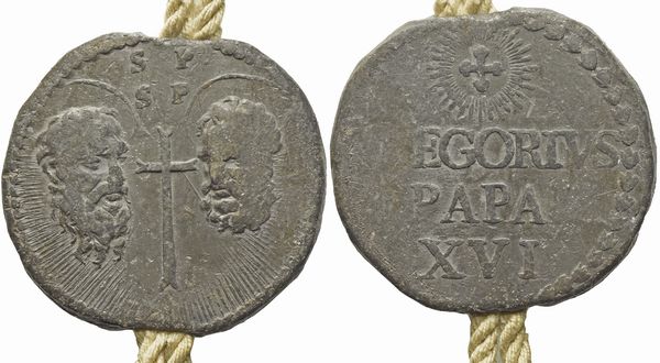 BOLLE PAPALI Gregorio XVI (1765-1846)  - Asta Placchette e medaglie dal XIV al XIX secolo - Associazione Nazionale - Case d'Asta italiane