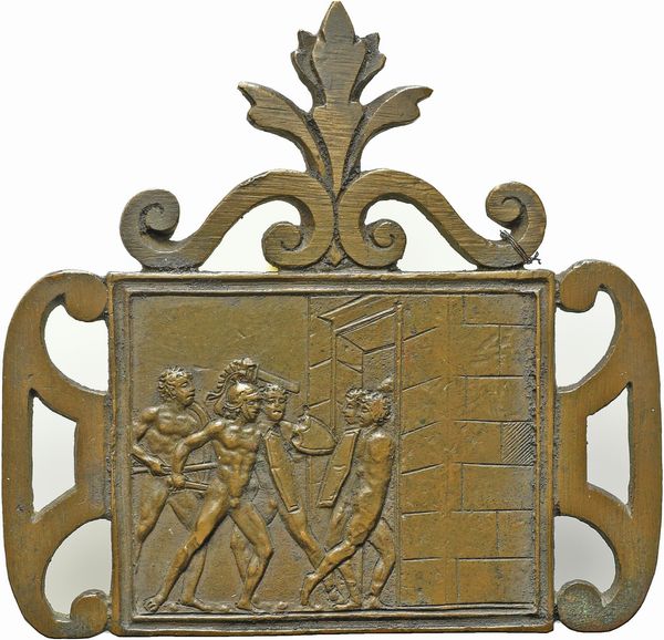 Maestro di Coriolano : Scena della storia di Tarpea  - Asta Placchette e medaglie dal XIV al XIX secolo - Associazione Nazionale - Case d'Asta italiane