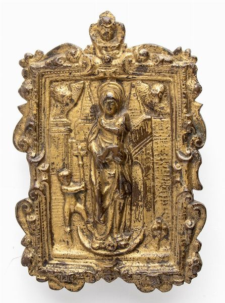 Madonna con Bambino e san Giovannino  - Asta Placchette e medaglie dal XIV al XIX secolo - Associazione Nazionale - Case d'Asta italiane