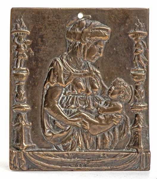 Bernardo Rossellino, Cerchia di : Madonna col Bambino  - Asta Placchette e medaglie dal XIV al XIX secolo - Associazione Nazionale - Case d'Asta italiane