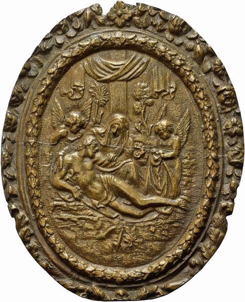 Arent Van Bolten, Attribuito a : PIETA CON ANGELI  - Asta Placchette e medaglie dal XIV al XIX secolo - Associazione Nazionale - Case d'Asta italiane