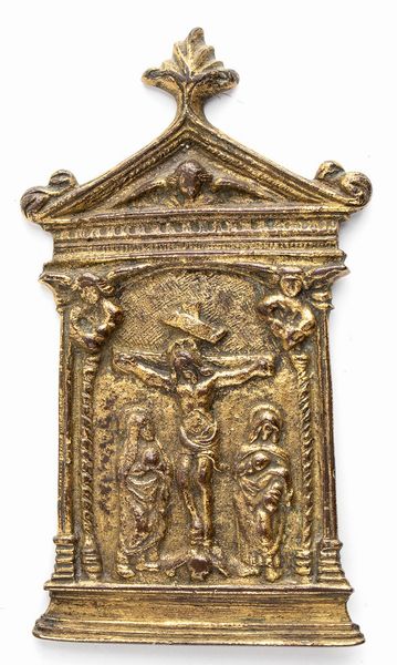Nicolò Fiorentino, Scuola di : CROCEFISSIONE  - Asta Placchette e medaglie dal XIV al XIX secolo - Associazione Nazionale - Case d'Asta italiane