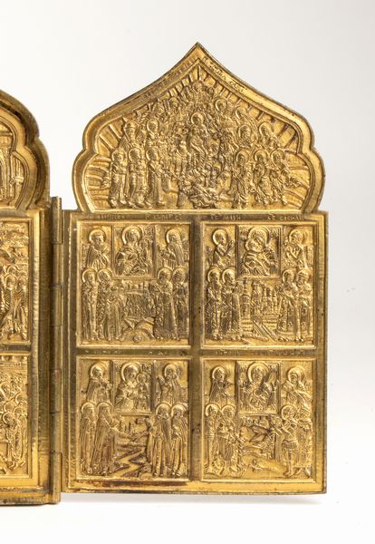 Polittico Dodici grandi feste. Venerazioni delle icone della Madre di Dio di Tikhvin, di Vladimir, di Smolensk, del segno  - Asta Placchette e medaglie dal XIV al XIX secolo - Associazione Nazionale - Case d'Asta italiane