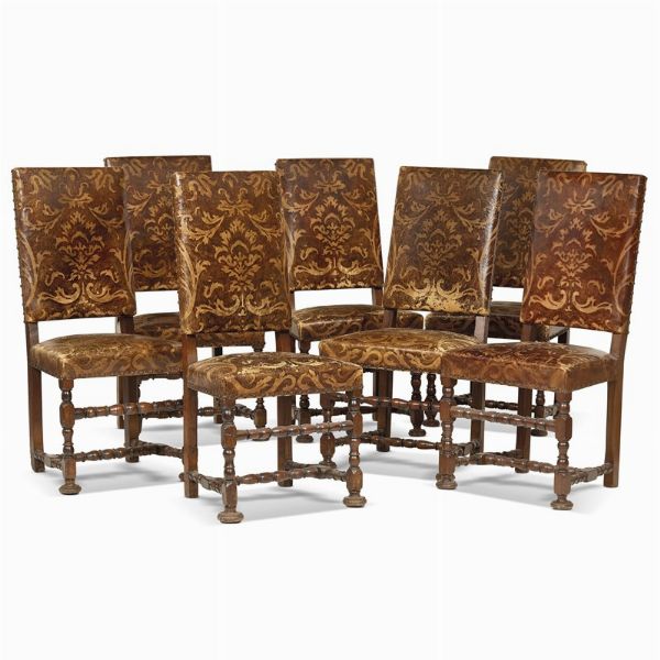 SETTE SEDIE, LOMBARIA, SECOLO XVII  - Asta MOBILI E OGGETTI D'ARTE DA COLLEZIONI PRIVATE - Associazione Nazionale - Case d'Asta italiane