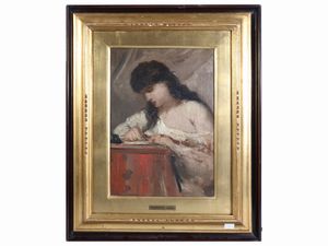 Scuola toscana del XIX secolo - Ritratto di fanciulla, opera attribuibile a Silvestro Lega