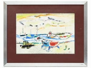 ENRICO PAULUCCI - Paesaggio marino con barche