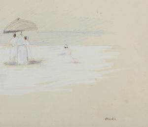 MANARA GIANFRANCO (1924 - 1993) : Marina con personaggi  - Asta Asta 423 | ARTE ANTICA E DEL XIX SECOLO Online - Associazione Nazionale - Case d'Asta italiane