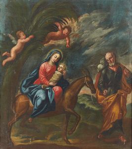 ARTISTA DEL XVII SECOLO - Fuga in Egitto