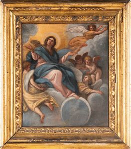 PITTORE ROMANO DEL XVIII SECOLO - Madonna con angeli