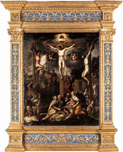 Giuseppe Caletti detto il Cremonese, Attribuito a : Crocefissione di Ges  - Asta Dipinti del XIX Secolo - Associazione Nazionale - Case d'Asta italiane