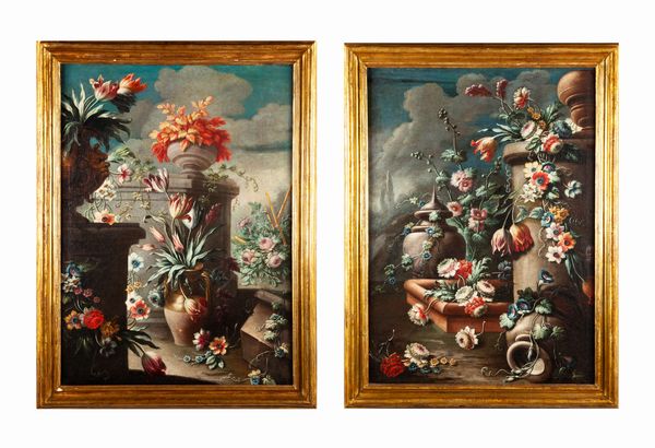 PITTORE ROMANO DEL XVII SECOLO : Natura morta di fiori  - Asta Dipinti del XIX Secolo - Associazione Nazionale - Case d'Asta italiane