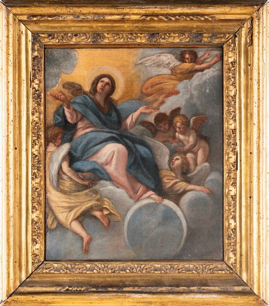 PITTORE ROMANO DEL XVIII SECOLO : Madonna con angeli  - Asta Dipinti del XIX Secolo - Associazione Nazionale - Case d'Asta italiane