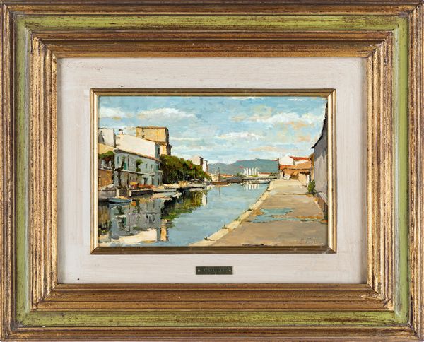 E. Ferrari : Il canale Burlamacca a Viareggio  - Asta Dipinti del XIX Secolo - Associazione Nazionale - Case d'Asta italiane