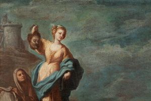 Scuola napoletana del XVIII secolo : Giuditta e Oloferne  - Asta Dipinti del XIX Secolo - Associazione Nazionale - Case d'Asta italiane