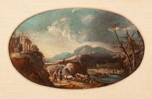 Scuola veneta del XVII secolo : Paesaggi con animali  - Asta Dipinti del XIX Secolo - Associazione Nazionale - Case d'Asta italiane