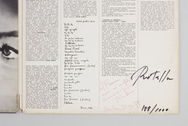 ROTELLA MIMMO (1918 - 2006) : Poemi fonetici.  - Asta Asta 424 | GRAFICA MODERNA, FOTOGRAFIA E MULTIPLI D'AUTORE Online - Associazione Nazionale - Case d'Asta italiane