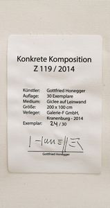 HONEGGER GOTTFRIED (1917 - 2016) : Konkrete Komposition Z 119/2014.  - Asta Asta 424 | GRAFICA MODERNA, FOTOGRAFIA E MULTIPLI D'AUTORE Online - Associazione Nazionale - Case d'Asta italiane