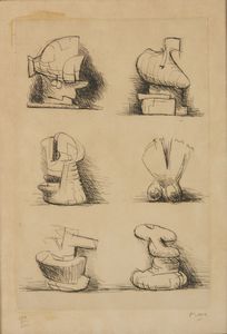 MOORE HENRY (1898 - 1986) - Six sculptures motives.