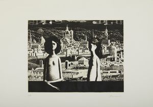 BUENO ANTONIO (1918 - 1985) - Due signore a Firenze.